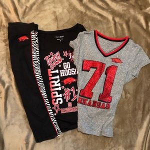Justice / 5th & Ocean Razorback Shirts / leggings